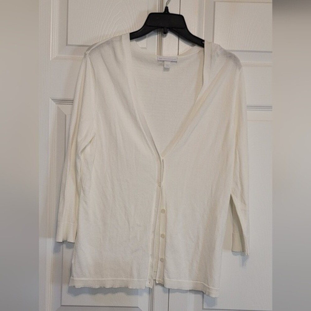 New York & Company White Cardigan Large